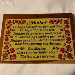 Michigan’s Adventure Mother Plaque – Sentimental Park Souvenir